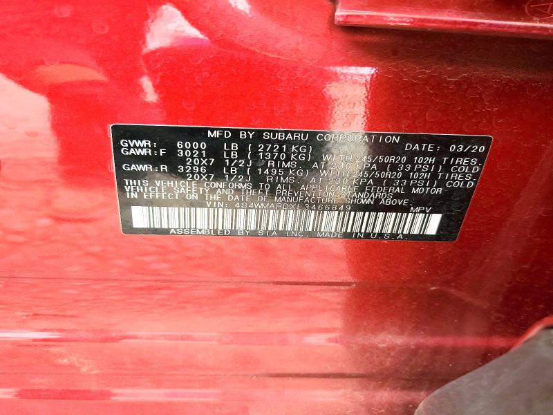 Продаж на аукціоні авто 2020 Subaru Ascent, vin: 4S4WMARDXL3466849, номер лоту: 85965555