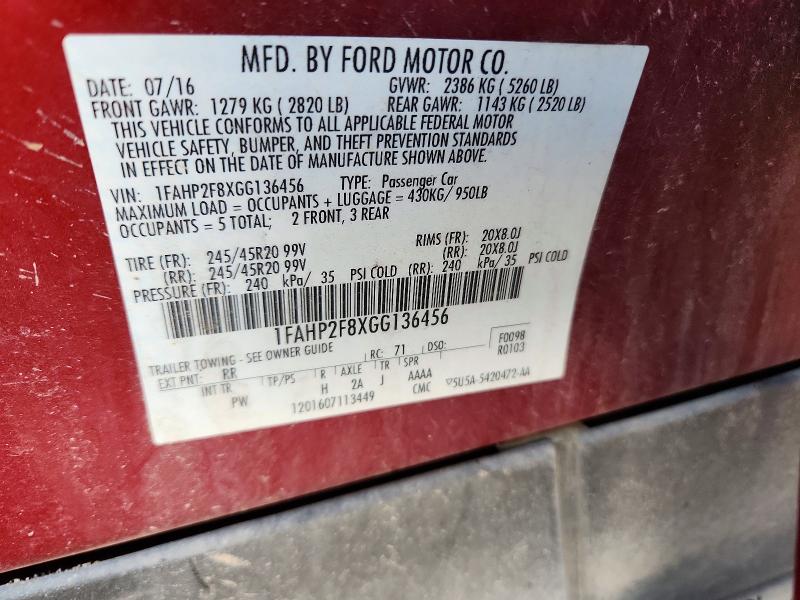 Aukcja sprzedaży 2016 Ford Taurus, vin: 1FAHP2F8XGG136456, numer aukcji: 60085466