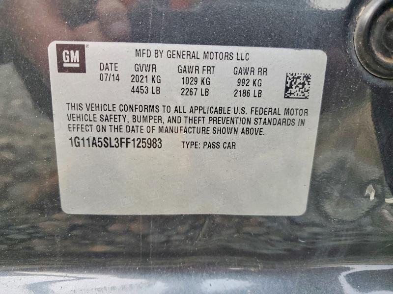 Продажа на аукционе авто 2015 Chev Malibu, vin: 1G11A5SL3FF125983, номер лота: 62520926