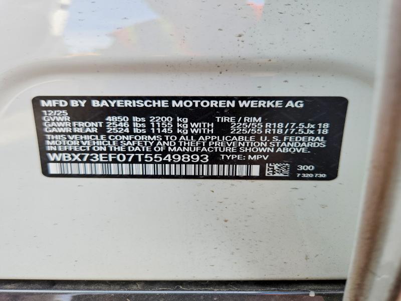 63027876 :رقم المزاد ، WBX73EF07T5549893 vin ، 2026 Bmw X1 مزاد بيع
