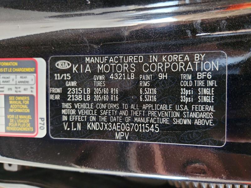 61494436 :رقم المزاد ، KNDJX3AE0G7011545 vin ، 2016 Kia Soul Ev مزاد بيع