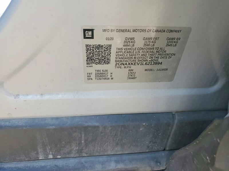 Продажа на аукционе авто 2020 Chevrolet Equinox, vin: 2GNAXKEV1L6213994, номер лота: 60214266