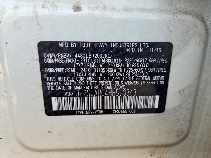 Продажа на аукционе авто 2017 Subaru Forester, vin: JF2SJARC4HH510343, номер лота: 61306056