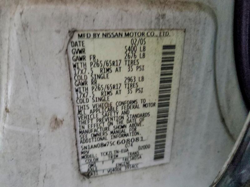Aukcja sprzedaży 2005 Nissan Xterra, vin: 5N1AN08W75C608081, numer aukcji: 61992276