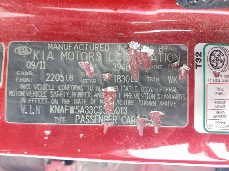 61589356 :رقم المزاد ، KNAFW5A33C5515013 vin ، 2012 Kia Forte مزاد بيع