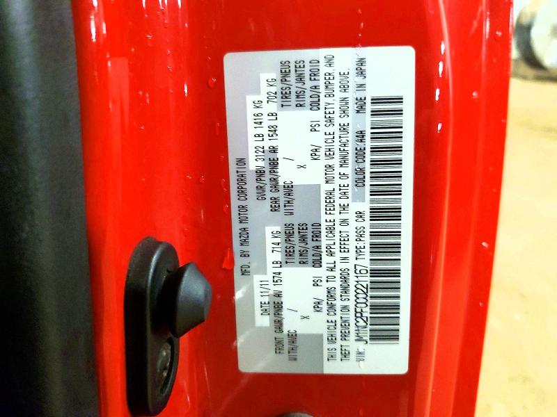 Продажа на аукционе авто 2012 Mazda Mx-5 Miata, vin: JM1NC2PF0C0221167, номер лота: 62933986