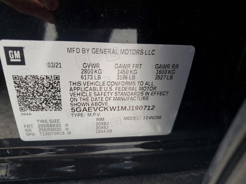 Продажа на аукционе авто 2021 Buick Enclave, vin: 5GAEVCKW1MJ190712, номер лота: 61819816