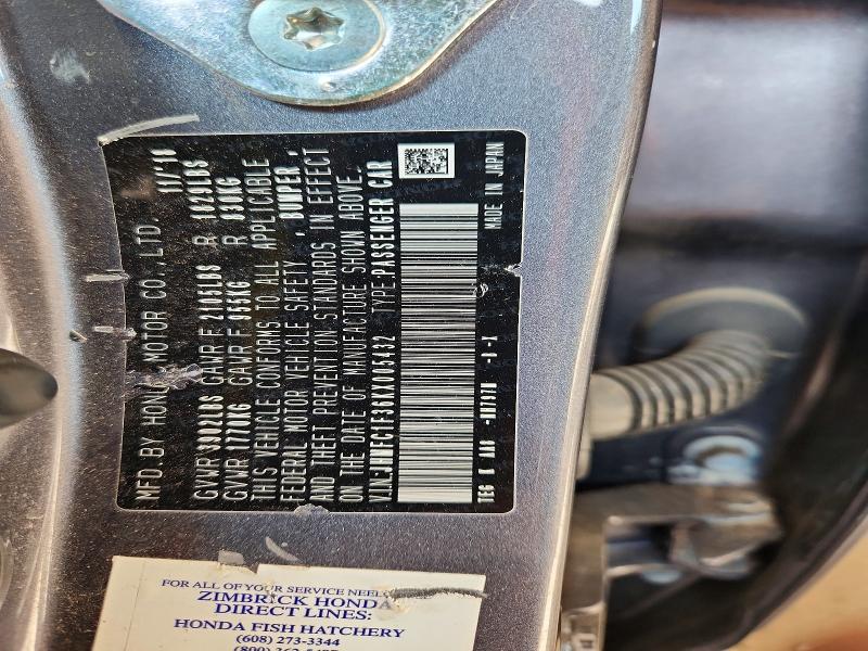 Aukcja sprzedaży 2019 Honda Civic, vin: JHMFC1F36KX005432, numer aukcji: 59877816