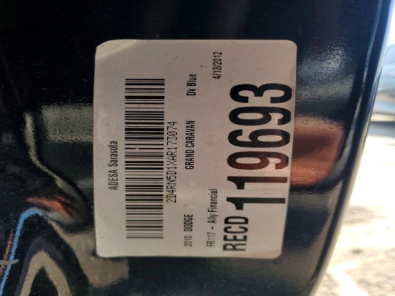 2010 Dodge Grand Caravan მანქანა იყიდება აუქციონზე, vin: 2D4RN5D1XAR173074, აუქციონის ნომერი: 60304716