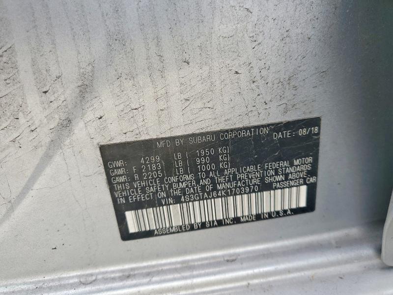 2019 Subaru Impreza მანქანა იყიდება აუქციონზე, vin: 4S3GTAJ64K1703970, აუქციონის ნომერი: 63167616