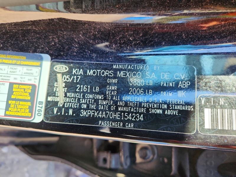 Продажа на аукционе авто 2017 Kia Forte, vin: 3KPFK4A70HE154234, номер лота: 60175536