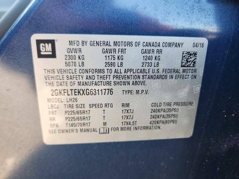 Продажа на аукционе авто 2016 Gmc Terrain, vin: 2GKFLTEKXG6311776, номер лота: 57471496