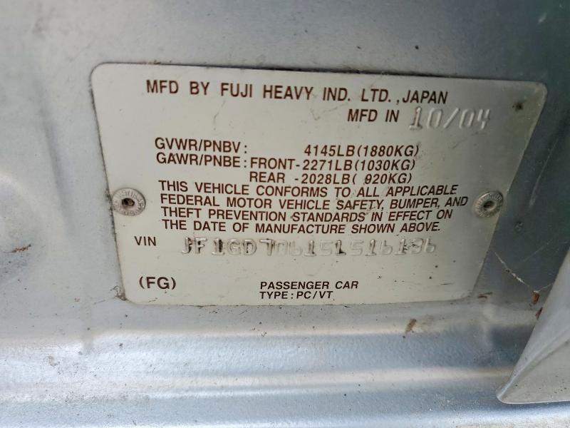 62286066 :رقم المزاد ، JF1GD70615L516136 vin ، 2005 Subaru Impreza مزاد بيع