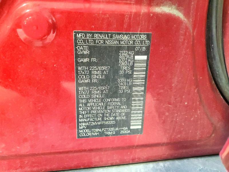 Продаж на аукціоні авто 2015 Nissan Rogue, vin: KNMAT2MV4FP583315, номер лоту: 60055886