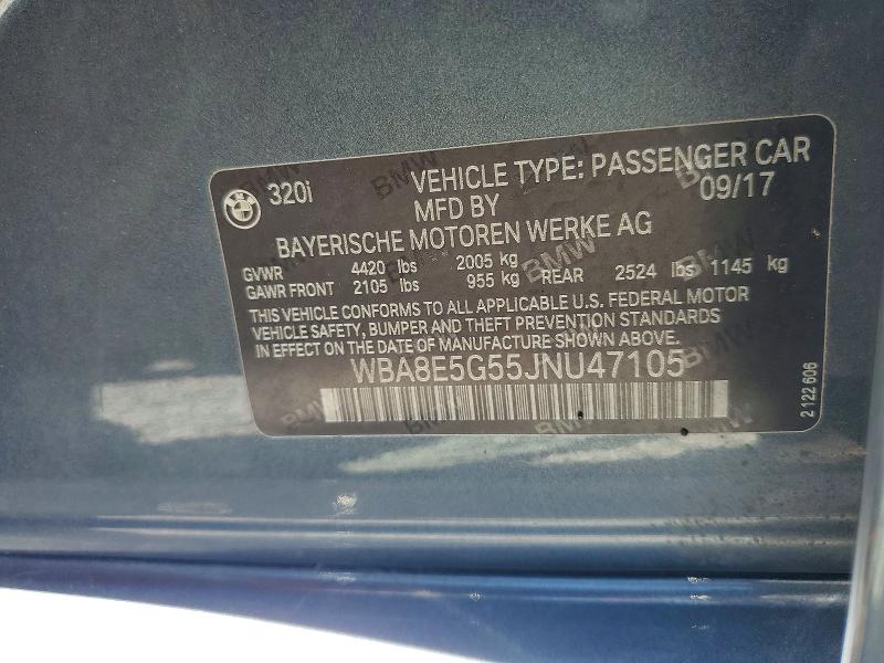 62594886 :رقم المزاد ، WBA8E5G55JNU47105 vin ، 2018 Bmw 320 مزاد بيع