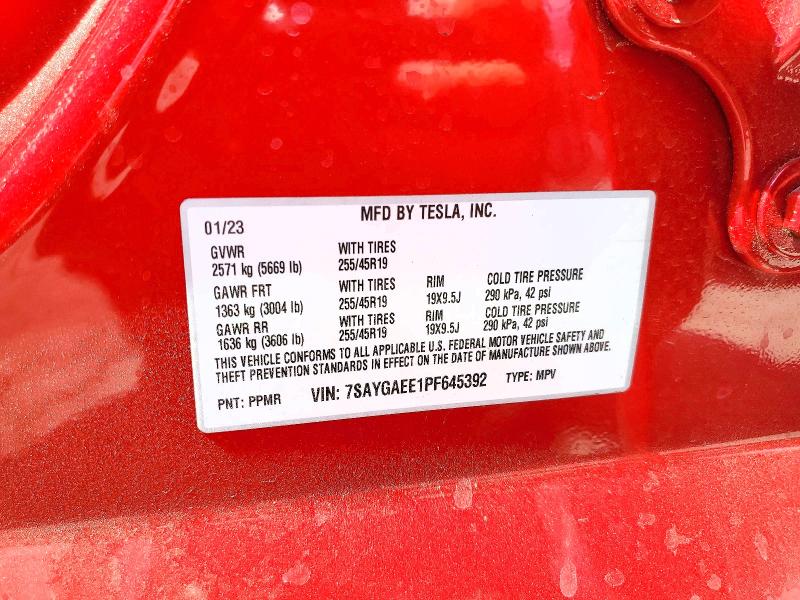 61407646 :رقم المزاد ، 7SAYGAEE1PF645392 vin ، 2023 Tesla Model Y مزاد بيع