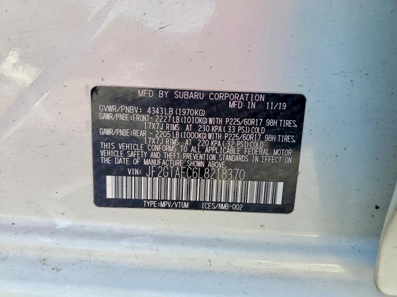2020 Subaru Crosstrek მანქანა იყიდება აუქციონზე, vin: JF2GTAEC6L8218370, აუქციონის ნომერი: 62476876