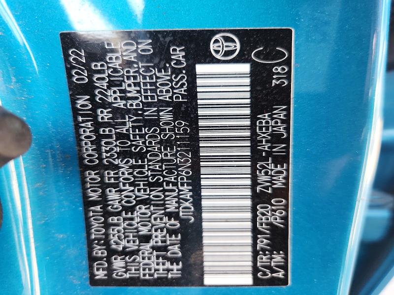 Auction sale of the 2022 Toyota Prius Prime, vin: JTDKAMFP6N3211159, lot number: 59691066