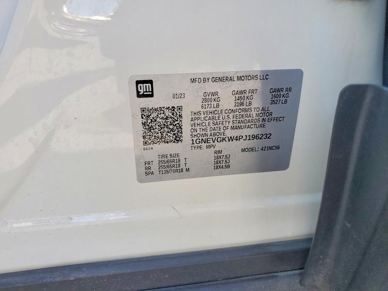 59342286 :رقم المزاد ، 1GNEVGKW4PJ196232 vin ، 2023 Chevrolet Traverse مزاد بيع