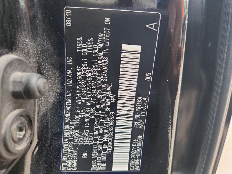 62324566 :رقم المزاد ، 5TDKK3DC8BS066529 vin ، 2011 Toyota Sienna مزاد بيع