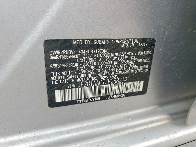 Продажа на аукционе авто 2018 Subaru Crosstrek, vin: JF2GTAAC7JH268312, номер лота: 61207616