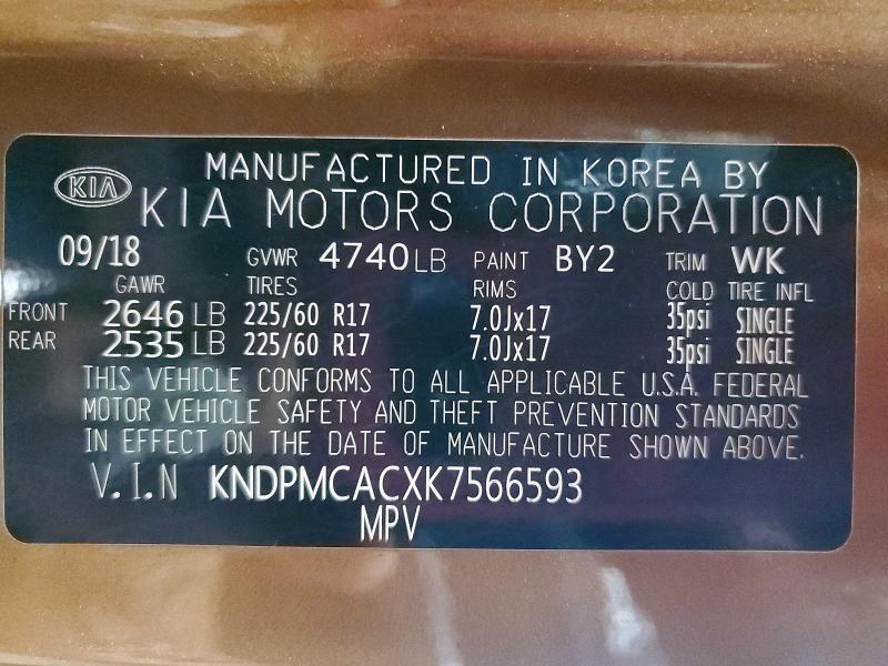 63180686 :رقم المزاد ، KNDPMCACXK7566593 vin ، 2019 Kia Sportage مزاد بيع
