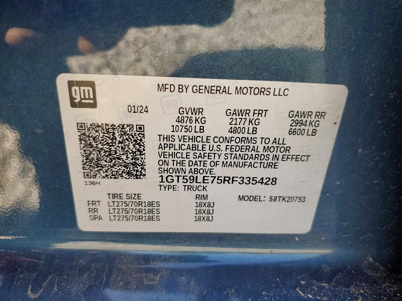 60855956 :رقم المزاد ، 1GT59LE75RF335428 vin ، 2024 Gmc Sierra مزاد بيع