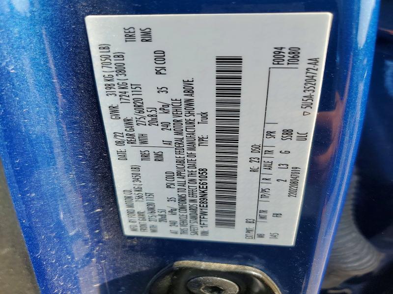 Продажа на аукционе авто 2022 Ford F150, vin: 1FTFW1E89NKE61058, номер лота: 62621856