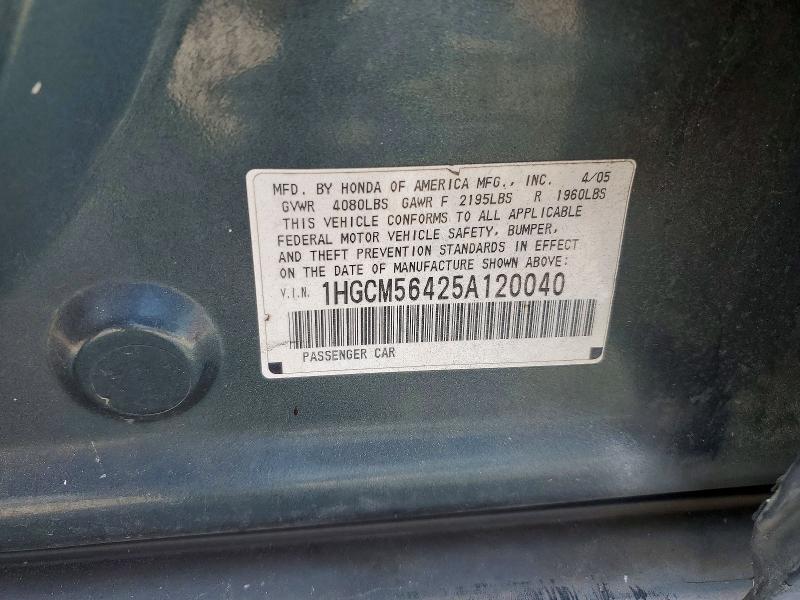 Aukcja sprzedaży 2005 Honda Accord, vin: 1HGCM56425A120040, numer aukcji: 62816986