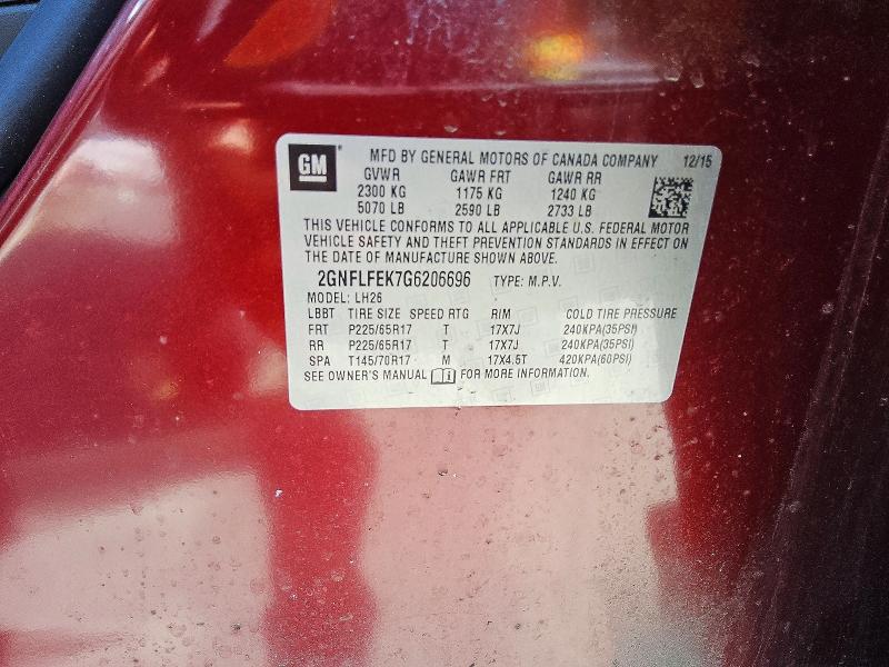 Продажа на аукционе авто 2016 Chevrolet Equinox, vin: 2GNFLFEK7G6206696, номер лота: 59398976