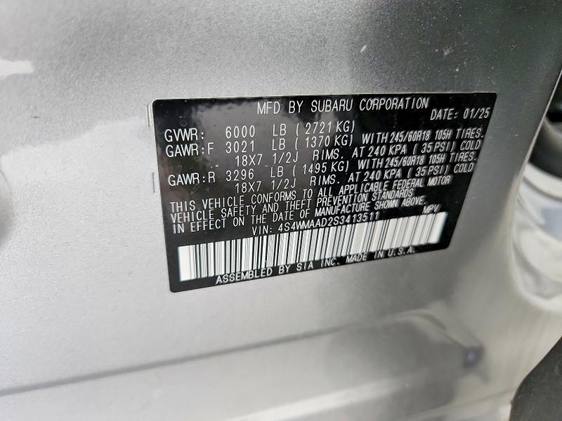 Продажа на аукционе авто 2025 Subaru Ascent, vin: 4S4WMAAD2S3413511, номер лота: 62815236