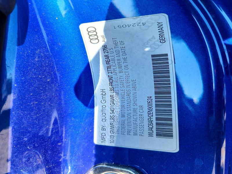 60236026 :رقم المزاد ، WUAC6AFH2EN900524 vin ، 2014 Audi Rs5 مزاد بيع