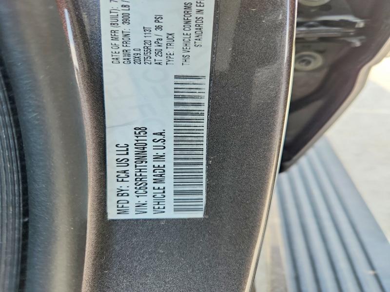 59246516 :رقم المزاد ، 1C6SRFHT9NN401158 vin ، 2022 Ram 1500 مزاد بيع