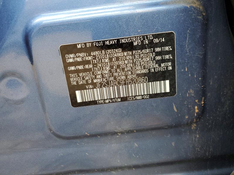 Aukcja sprzedaży 2015 Subaru Forester, vin: JF2SJABC9FH520860, numer aukcji: 59901266