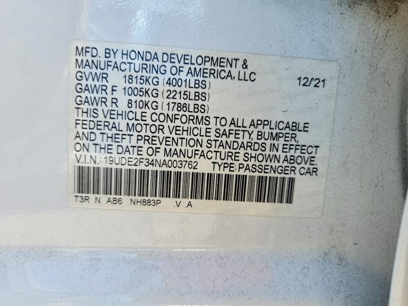 2022 Acura Ilx მანქანა იყიდება აუქციონზე, vin: 19UDE2F34NA003762, აუქციონის ნომერი: 61246166