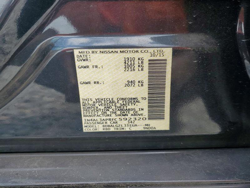 Продажа на аукционе авто 2015 Nissan Altima, vin: 1N4AL3AP8FC592320, номер лота: 62631196