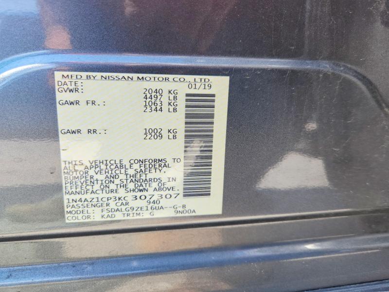 58780236 :رقم المزاد ، 1N4AZ1CP3KC307307 vin ، 2019 Nissan Leaf مزاد بيع