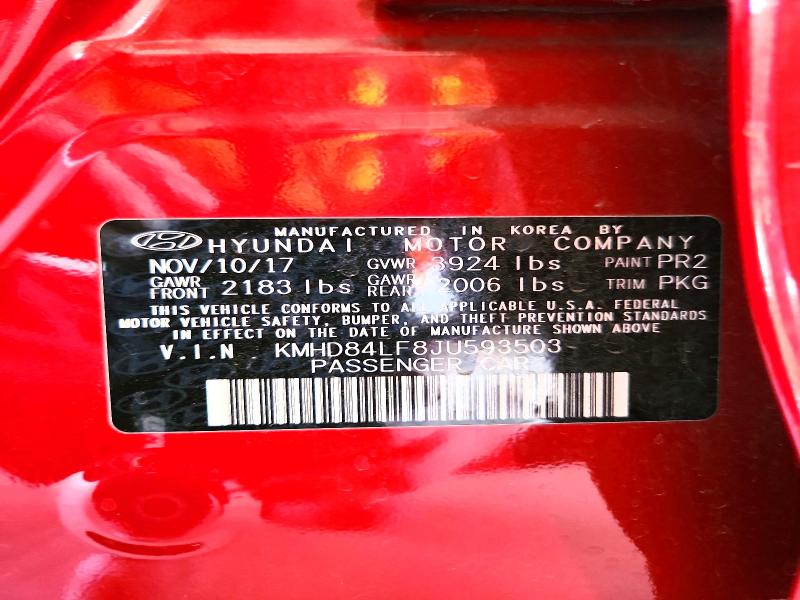 Продажа на аукционе авто 2018 Hyundai Elantra, vin: KMHD84LF8JU593503, номер лота: 62525086