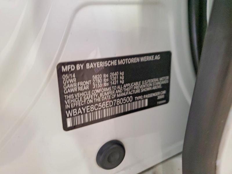 61902046 :رقم المزاد ، WBAYE8C56ED780500 vin ، 2014 Bmw 750 مزاد بيع