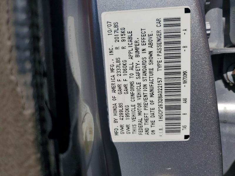 Aukcja sprzedaży 2008 Honda Accord, vin: 1HGCP26328A022157, numer aukcji: 62434126