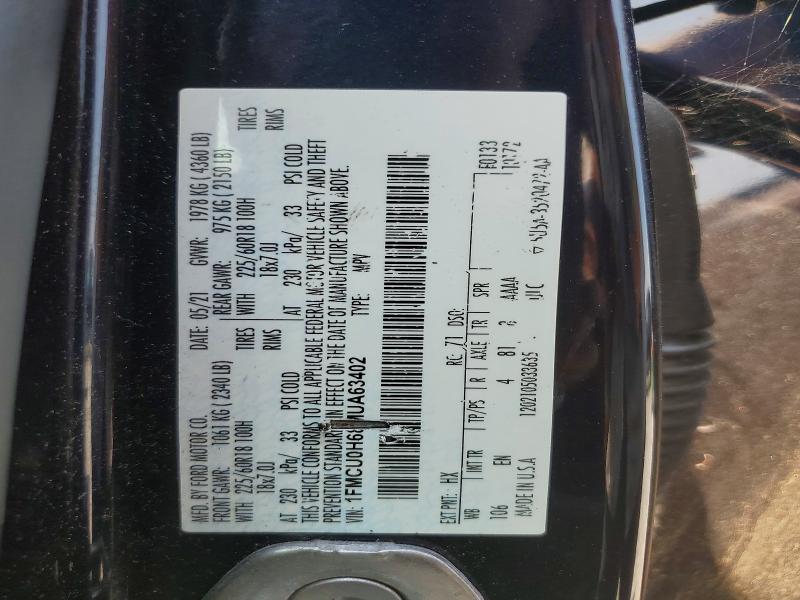 Aukcja sprzedaży 2021 Ford Escape, vin: 1FMCU0H68MUA63402, numer aukcji: 63052646