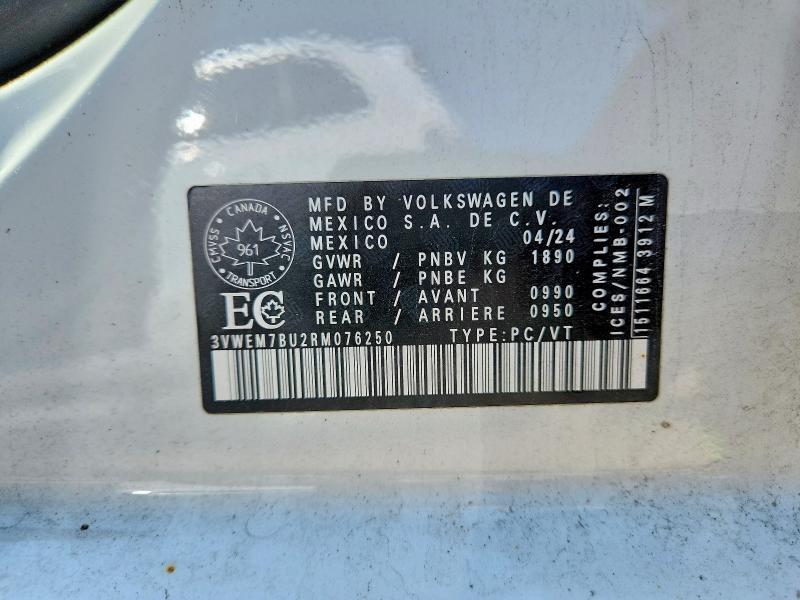 2024 Volkswagen Jetta მანქანა იყიდება აუქციონზე, vin: 3VWEM7BU2RM076250, აუქციონის ნომერი: 60387226
