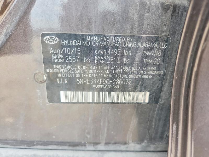 59235266 :رقم المزاد ، 5NPE34AF9GH286077 vin ، 2016 Hyundai Sonata مزاد بيع