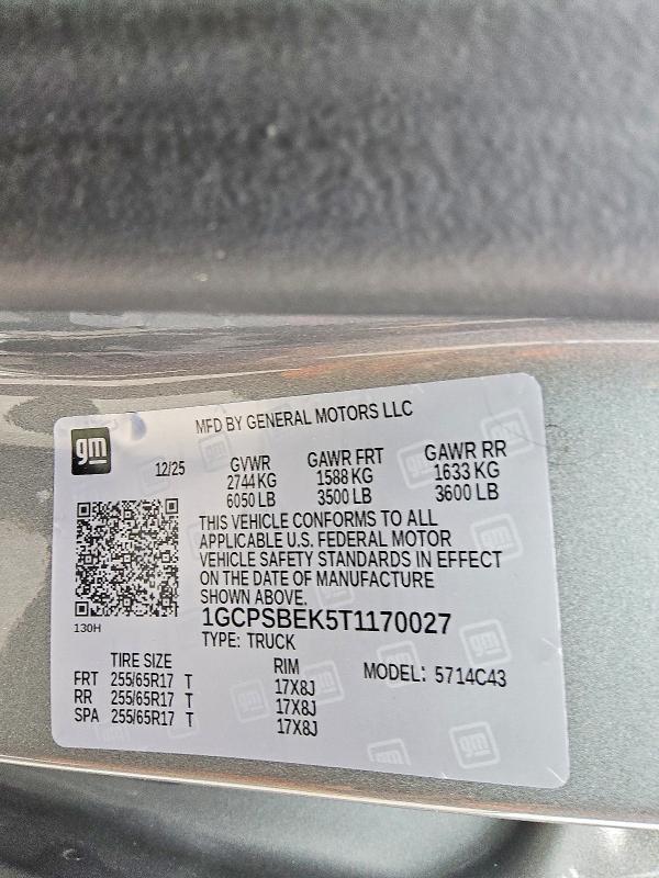 2026 Chevrolet Colorado მანქანა იყიდება აუქციონზე, vin: 1GCPSBEK5T1170027, აუქციონის ნომერი: 60992726