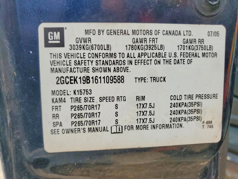 Продаж на аукціоні авто 2006 Chevrolet Silverado, vin: 2GCEK19B161109588, номер лоту: 60893456