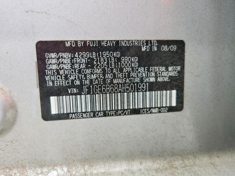 Продажа на аукционе авто 2010 Subaru Impreza, vin: JF1GE6B68AH501991, номер лота: 62033146