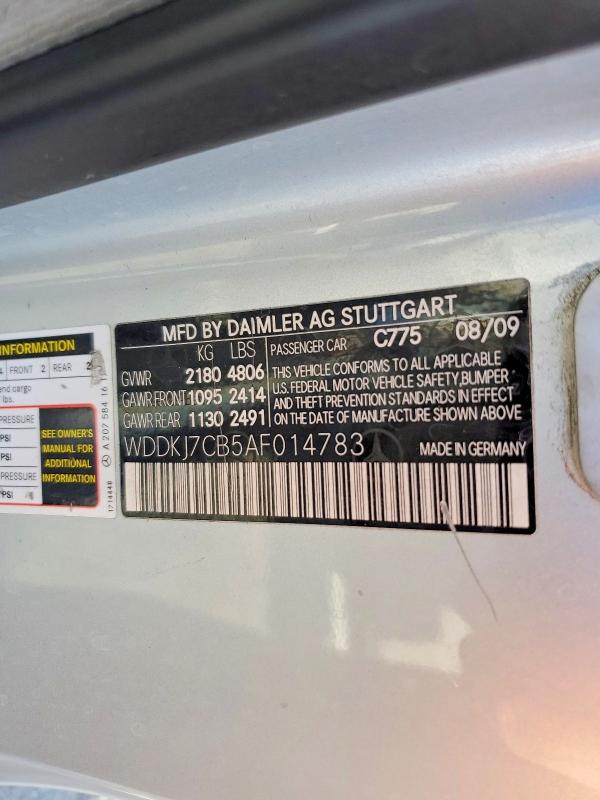 61368686 :رقم المزاد ، WDDKJ7CB5AF014783 vin ، 2010 Mercedes-benz E مزاد بيع