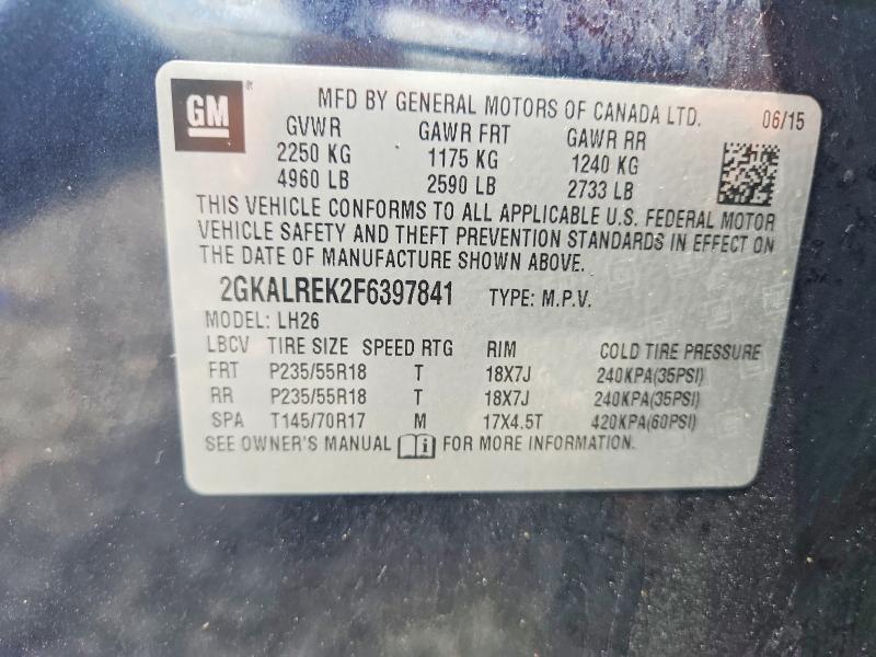 Продаж на аукціоні авто 2015 Gmc Terrain, vin: 2GKALREK2F6397841, номер лоту: 60507536
