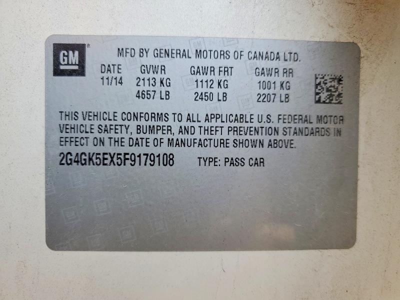 2015 Buick Regal მანქანა იყიდება აუქციონზე, vin: 2G4GK5EX5F9179108, აუქციონის ნომერი: 62127336
