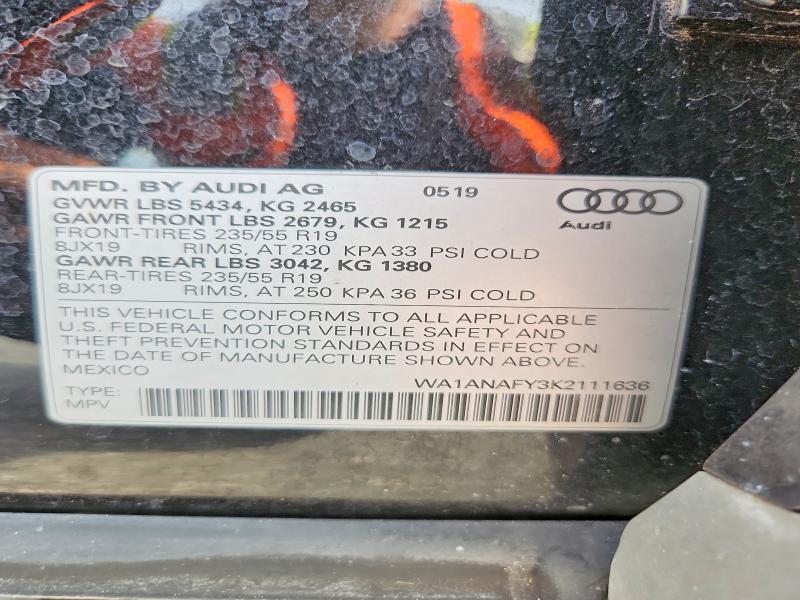 Aukcja sprzedaży 2019 Audi Q5, vin: WA1ANAFY3K2111636, numer aukcji: 62296746
